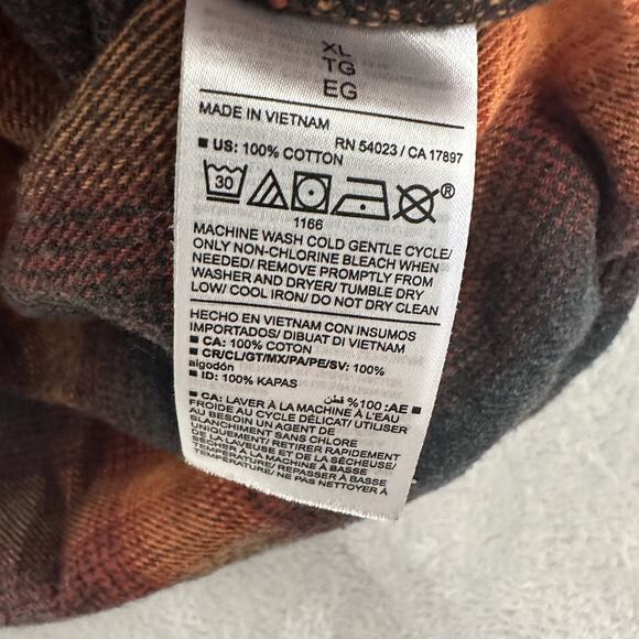 Old Navy The Boyfriend Shirt Orange Plaid Flannel Swift Swiftie Evermore XL - Picture 13 of 14